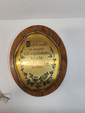 vintage wood and brass Homeco wall Religious Wall Plaque - Inspirational Quote